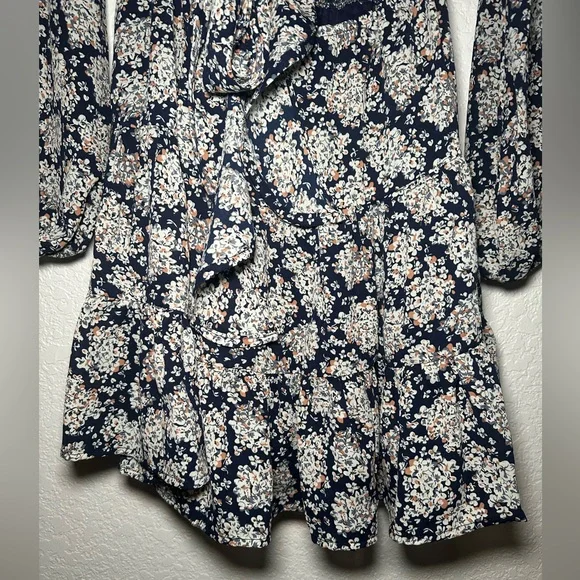 VICI Posy Floral Front Knot Tie Tiered Mini Blue Size Medium Women Dress - Picture 3 of 10